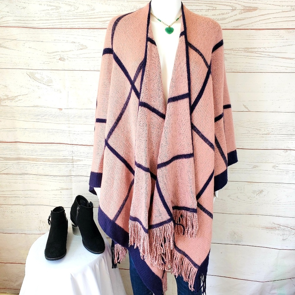 Vince Camuto feels like cashmere check poncho